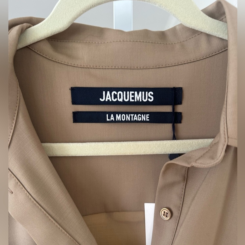 NWT Jacquemus ‘La Robe Jocou’ Midi Shirt Dress Tan/Beige FR44/ US12 $840 Retail - Picture 11 of 14
